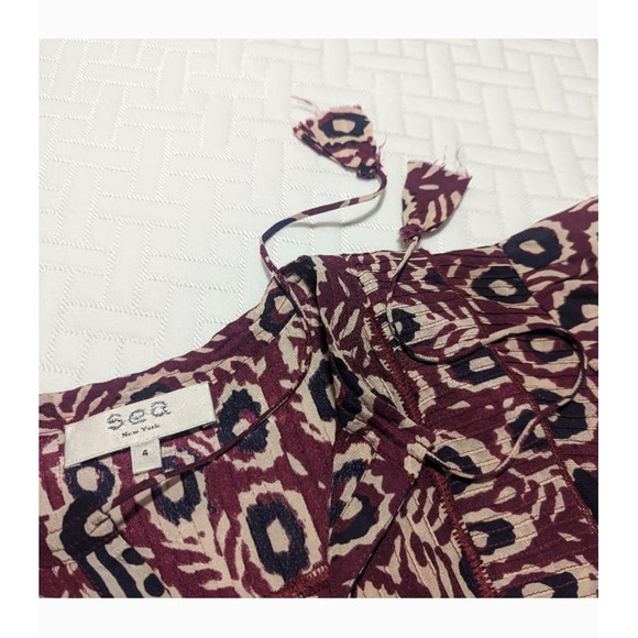 Sea NY Emi Flutter Sleeve Dress Purple Tassel Mini Dress - Picture 4 of 8